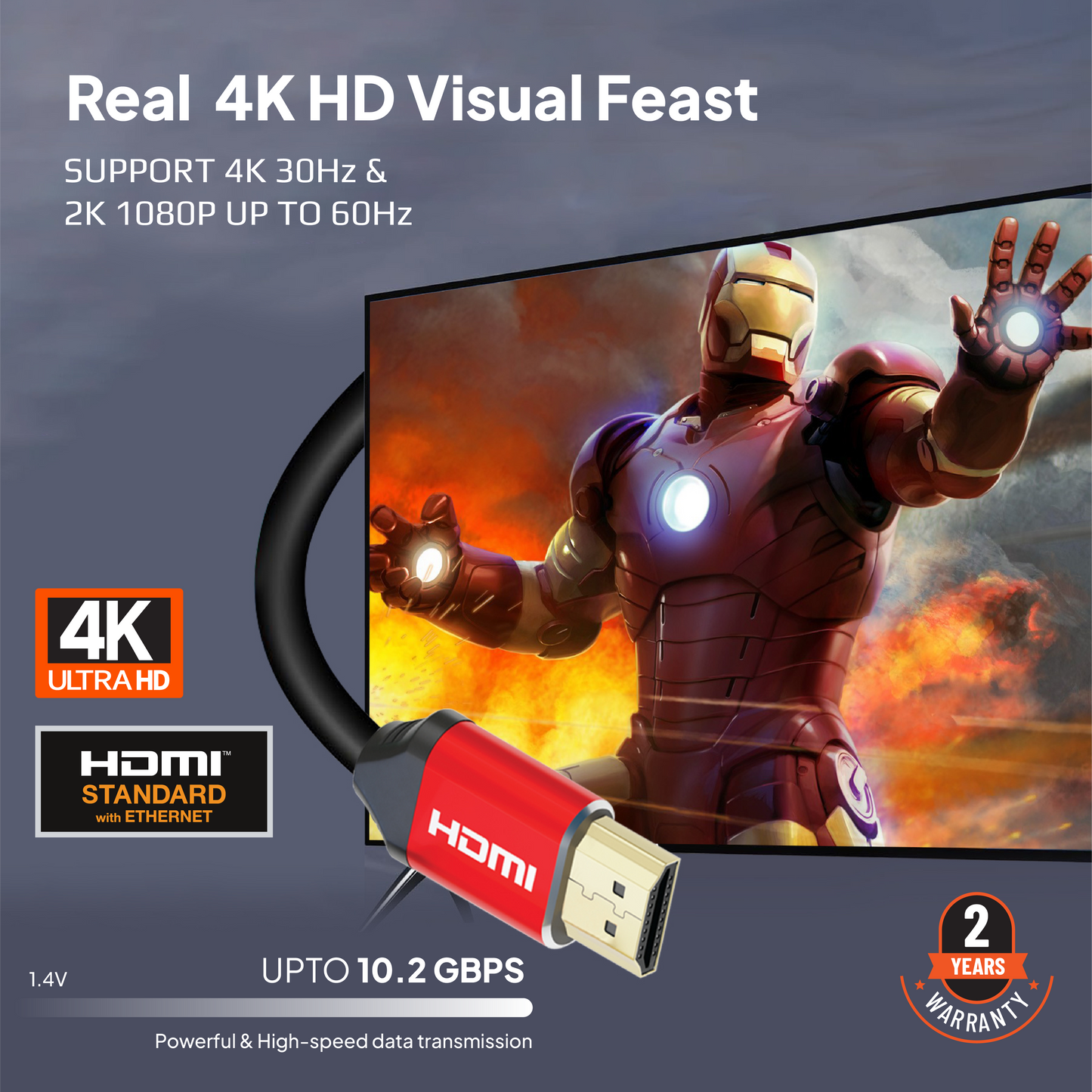 Mowsil HDMI 1.4 Cable 20 Meter | 4K@30Hz, 1080p@60Hz, 10.8Gbps High Speed, 3D, DTS:X, Gold-Plated | TV PC PS5 Monitor