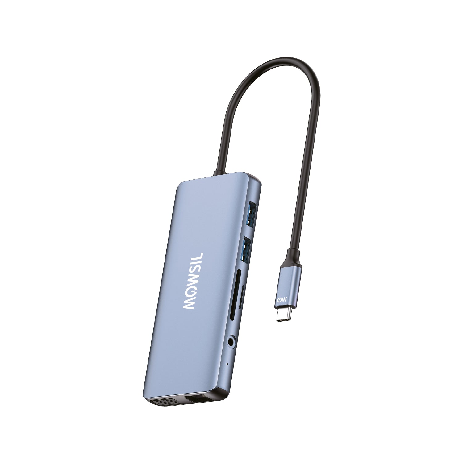 Mowsil 11-in-1 USB-C Hub Docking Station, 100W PD Adapter with HDMI, VGA, RJ45, USB & SD/TF Slots