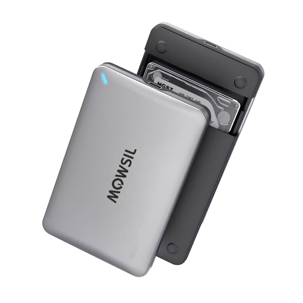 Mowsil 2.5" SATA SSD Enclosure – USB-C & USB 3.0, 6Gbps High-Speed, Tool-Free, Portable HDD/SSD Case