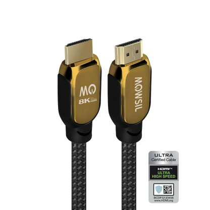 Mowsil 8K HDMI 2.1 Cable 2 Meter – 48Gbps Ultra High-Speed, 8K@60Hz, 4K@120Hz, Braided, Gold-Plated Connectors