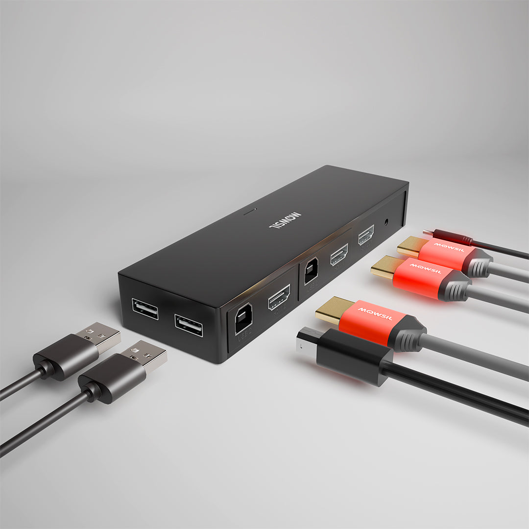 Mowsil HDMI KVM Switch 2 Port 4K@60Hz – Share USB Keyboard, Mouse &amp; Monitor Between 2 PCs/Laptops