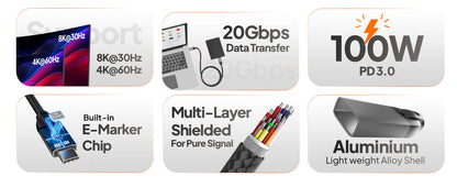 Mowsil USB-C Video Cable 4K 20Gbps 100W PD | Braided Type-C to Type-C for MacBook &amp; iPad