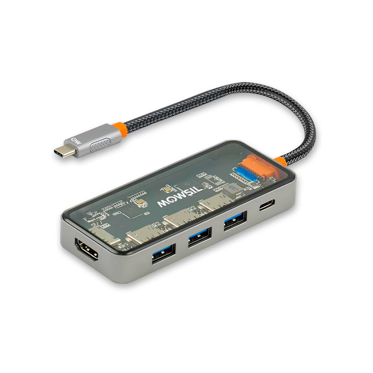 Mowsil 5-in-1 USB-C Hub Adapter | 4K@60Hz HDMI, 100W PD, 3×USB 3.0, USB-C Data Port for MacBook &amp; Laptop