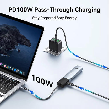 Mowsil 6-in-1 USB-C Hub Docking Station | 4K@60Hz HDMI, 100W PD, RJ45, USB 3.0 &amp; USB-C Ports | MacBook iPad