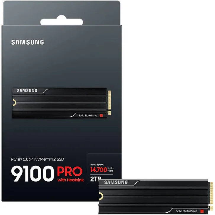 SAMSUNG 2TB 9100 Pro Heatsink NVMe M.2 SSD PCIe 5.0 (x4) – 14,700MB/s