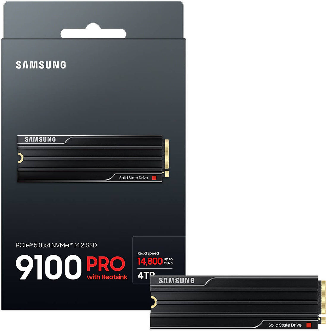 SAMSUNG 4TB 9100 Pro Heatsink NVMe M.2 SSD PCIe 5.0 (x4) – 14,800MB/s