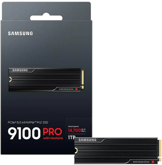 SAMSUNG 1TB 9100 Pro Heatsink NVMe M.2 SSD PCIe 5.0 (x4) – 14,700MB/s
