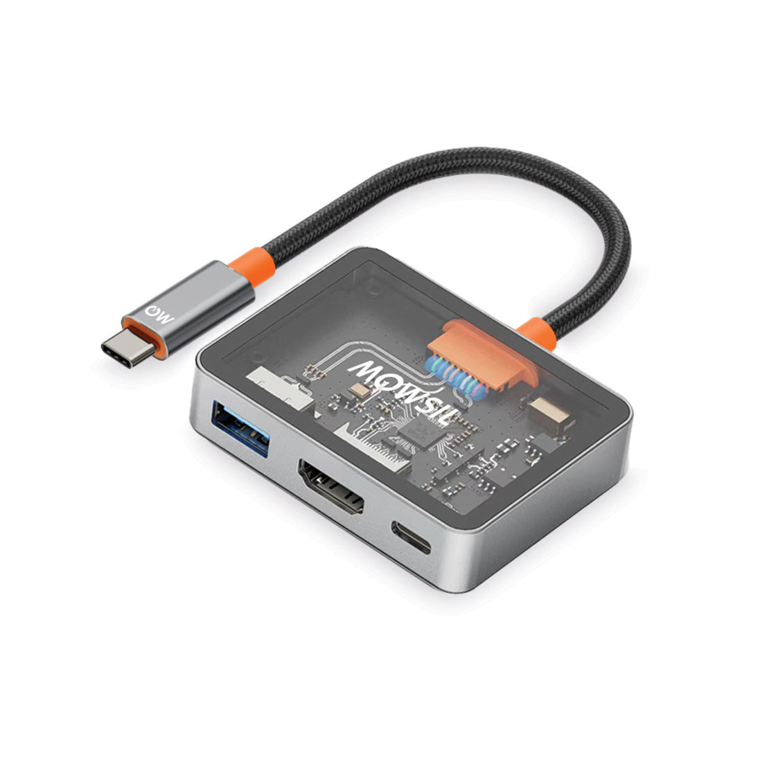 Mowsil USB-C to HDMI Multiport Adapter – 4K@60Hz, USB-A 5Gbps &amp; 100W PD, Zinc Alloy 3-in-1 Dock for MacBook