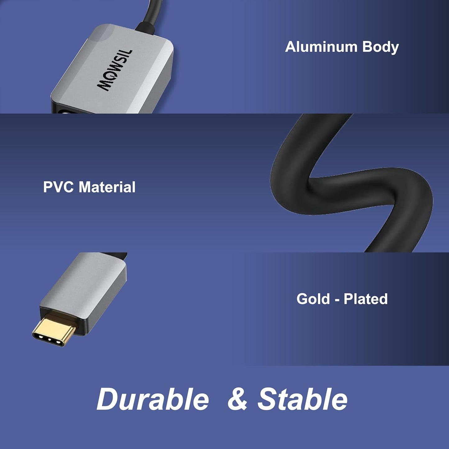 Mowsil USB-C to DisplayPort Adapter – 4K@60Hz, Aluminum Alloy, High-Speed Video Converter for Mac &amp; Laptop