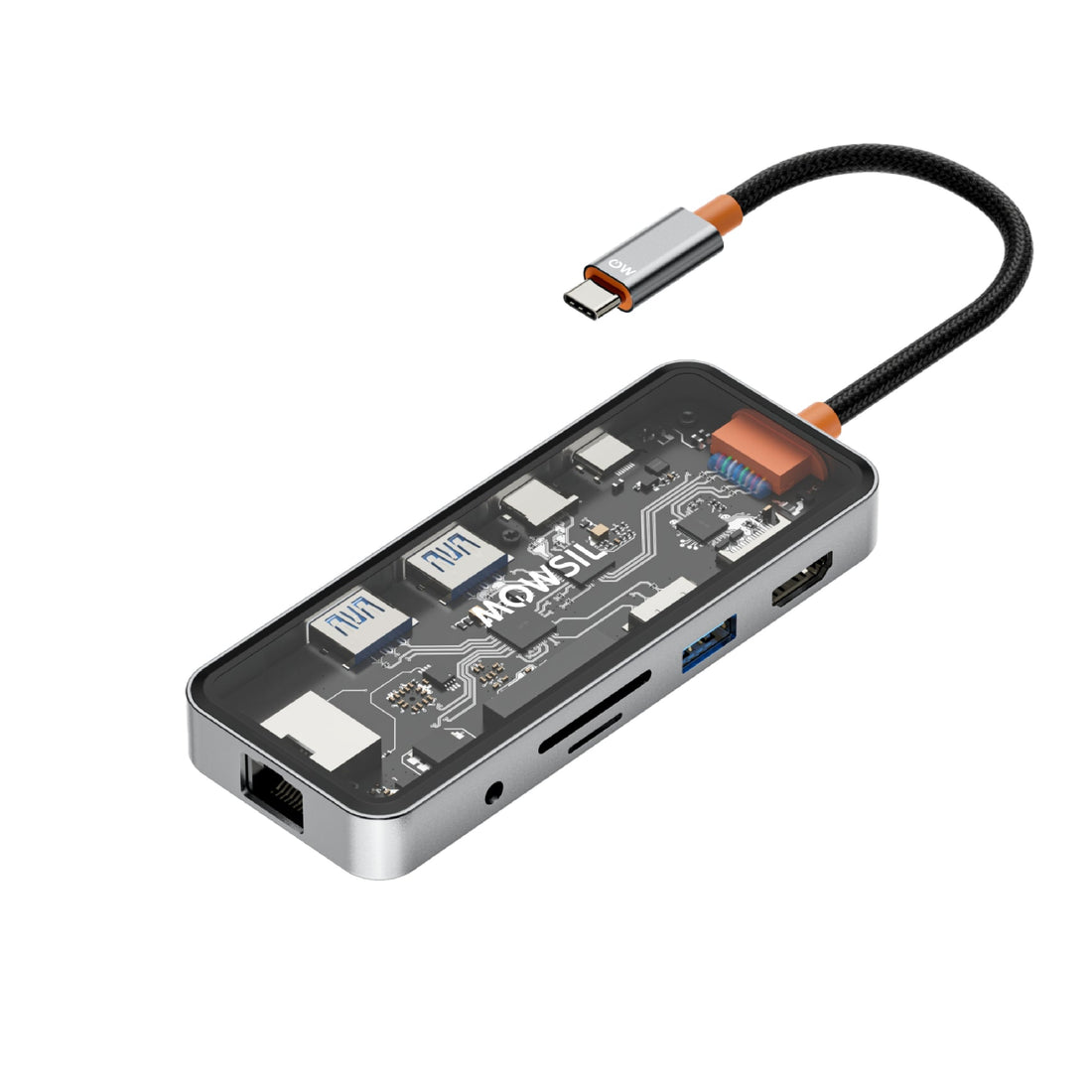 Mowsil 10-in-1 USB-C Hub Docking Station | 100W PD | HDMI 4K 60Hz, RJ45, USB, SD/TF, Audio | MacBook iPad