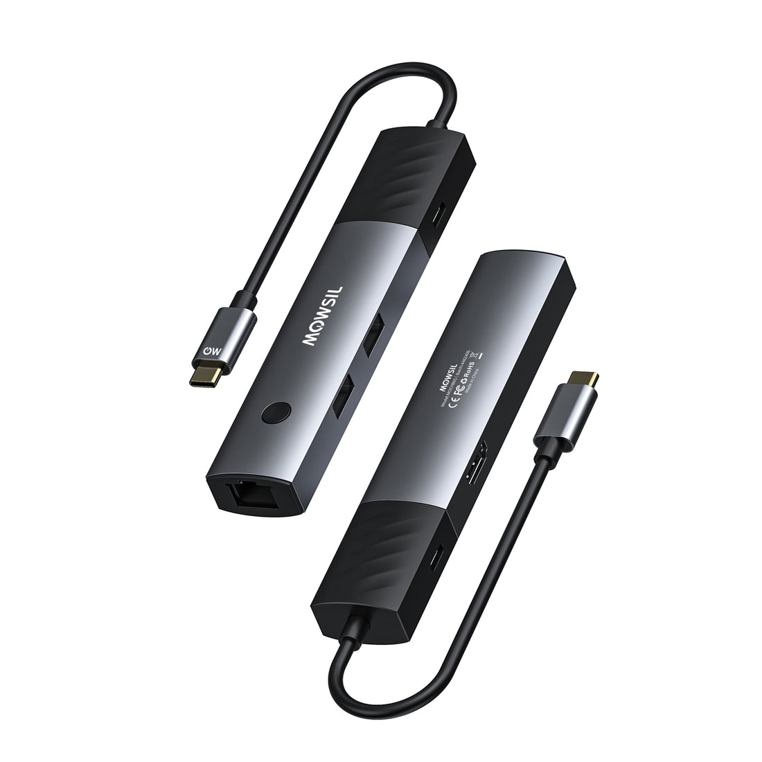 Mowsil 6-in-1 USB-C Hub Docking Station | 4K@60Hz HDMI, 100W PD, RJ45, USB 3.0 &amp; USB-C Ports | MacBook iPad