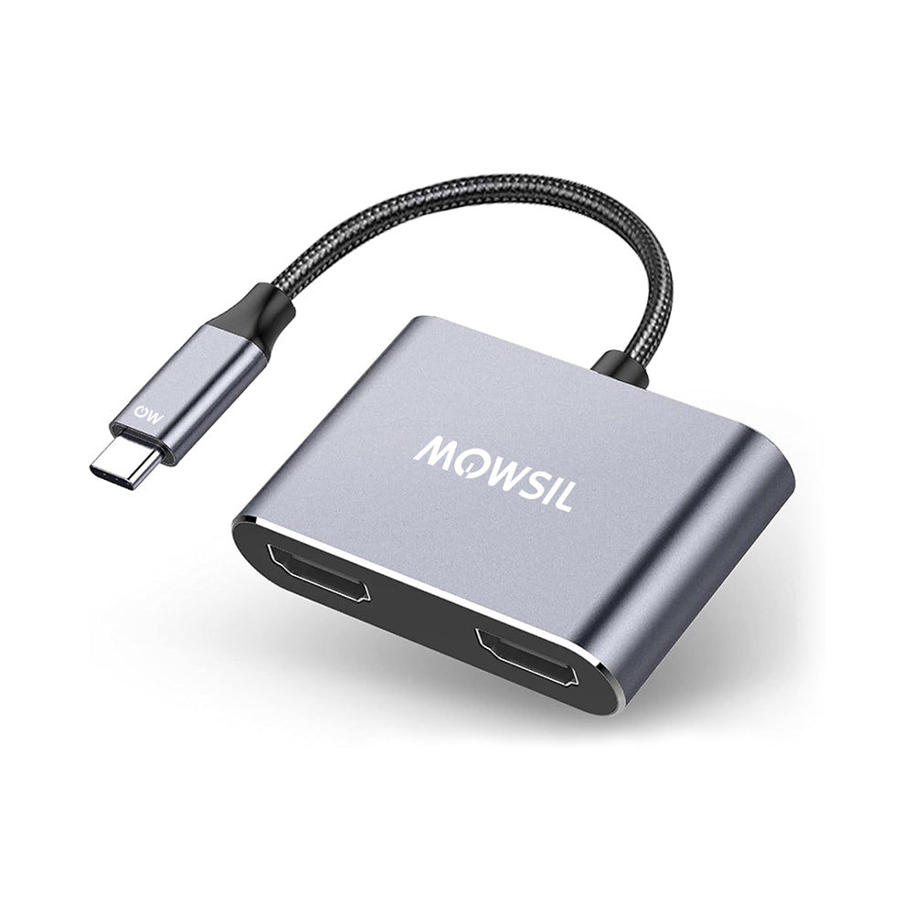 Mowsil USB-C Dual HDMI Converter | 4K@60Hz, Thunderbolt 3/4, Plug &amp; Play Hub for MacBook, iPad &amp; Laptops
