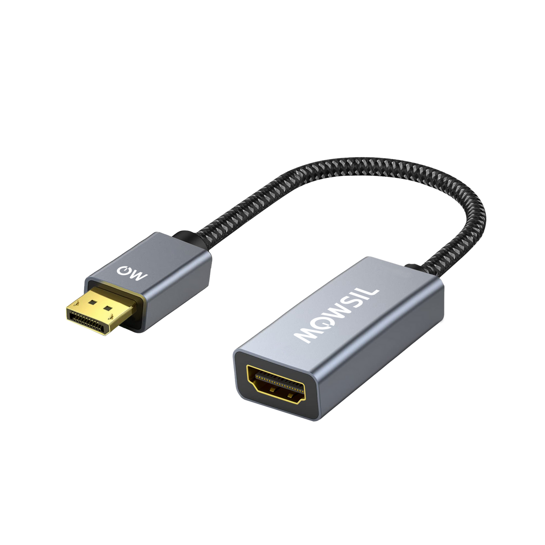 Mowsil DisplayPort to HDMI Adapter | 4K@60Hz, Gold-Plated, Aluminum Alloy, Plug &amp; Play | Monitor TV Converter