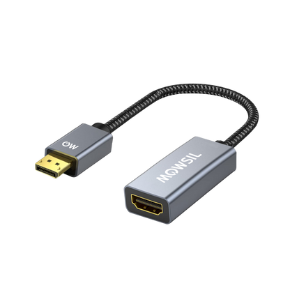 Mowsil DisplayPort to HDMI Adapter | 4K@60Hz, Gold-Plated, Aluminum Alloy, Plug &amp; Play | Monitor TV Converter