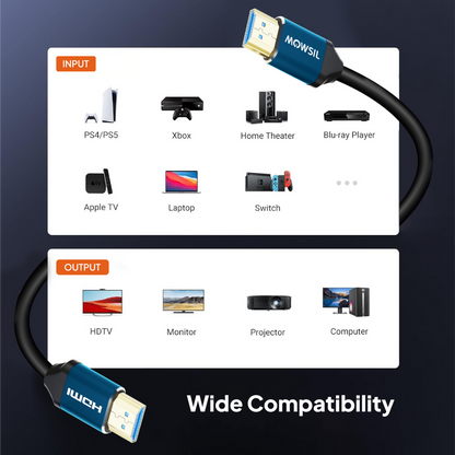 Mowsil HDMI 2.0 Cable 1 Meter | 4K@60Hz Ultra HD, 18Gbps High Speed, HDR, 3D, Gold-Plated | TV PC PS5 Monitor
