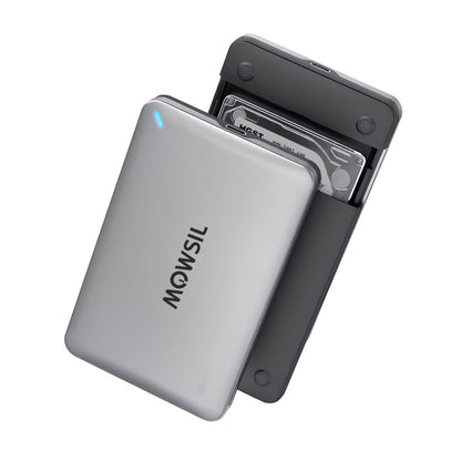 Mowsil 2.5" SATA SSD Enclosure – USB-C &amp; USB 3.0, 6Gbps High-Speed, Tool-Free, Portable HDD/SSD Case