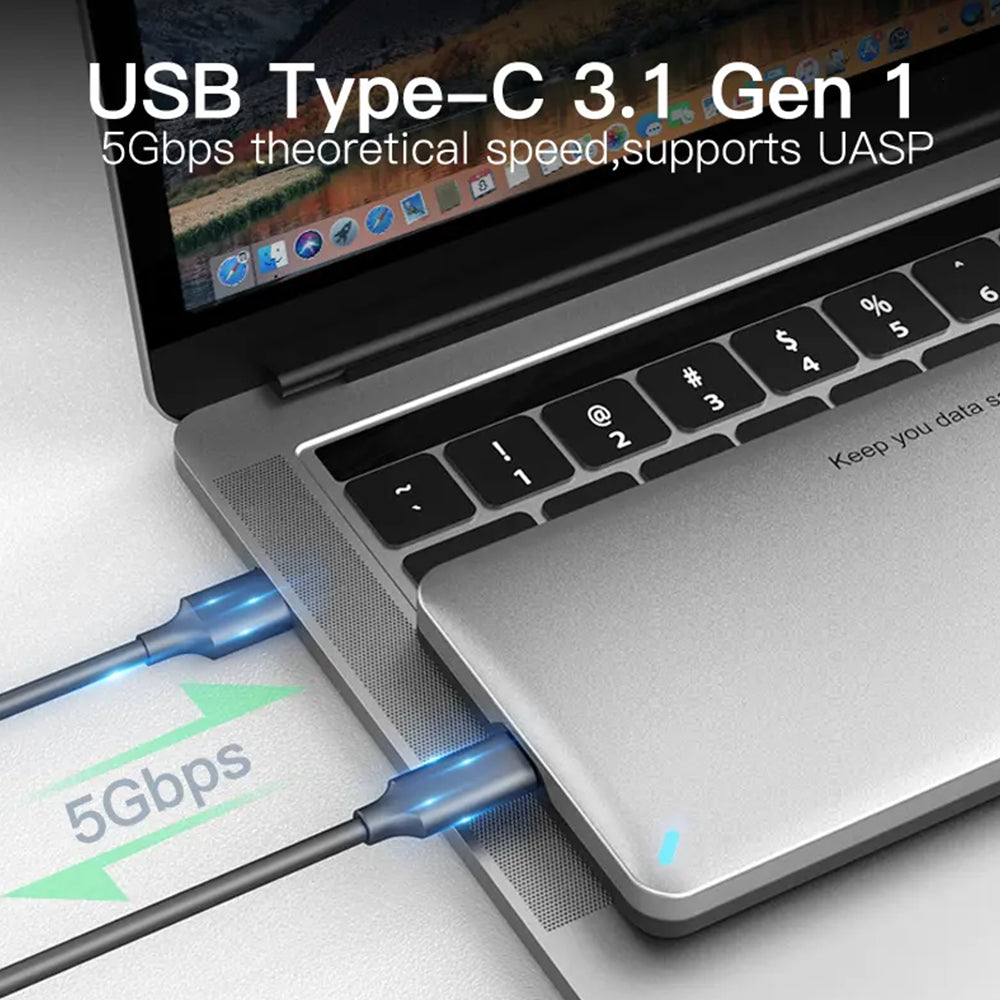 Mowsil 2.5" SATA SSD Enclosure – USB-C &amp; USB 3.0, 6Gbps High-Speed, Tool-Free, Portable HDD/SSD Case
