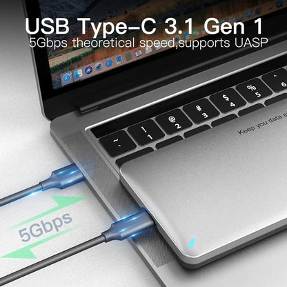 Mowsil 2.5" SATA SSD Enclosure – USB-C &amp; USB 3.0, 6Gbps High-Speed, Tool-Free, Portable HDD/SSD Case