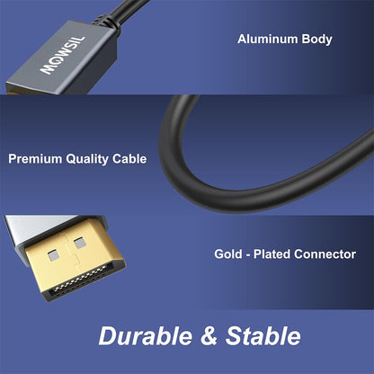 Mowsil Mini DisplayPort to DisplayPort Cable -2 Meter – 4K@60Hz, Gold-Plated, High-Speed Mini DP to DP Cable for Mac &amp; PC