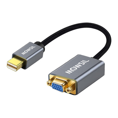 Mowsil Mini DisplayPort to VGA Adapter – 1080p@60Hz, Gold-Plated, Aluminum Alloy, Compatible with Mac &amp; Laptop