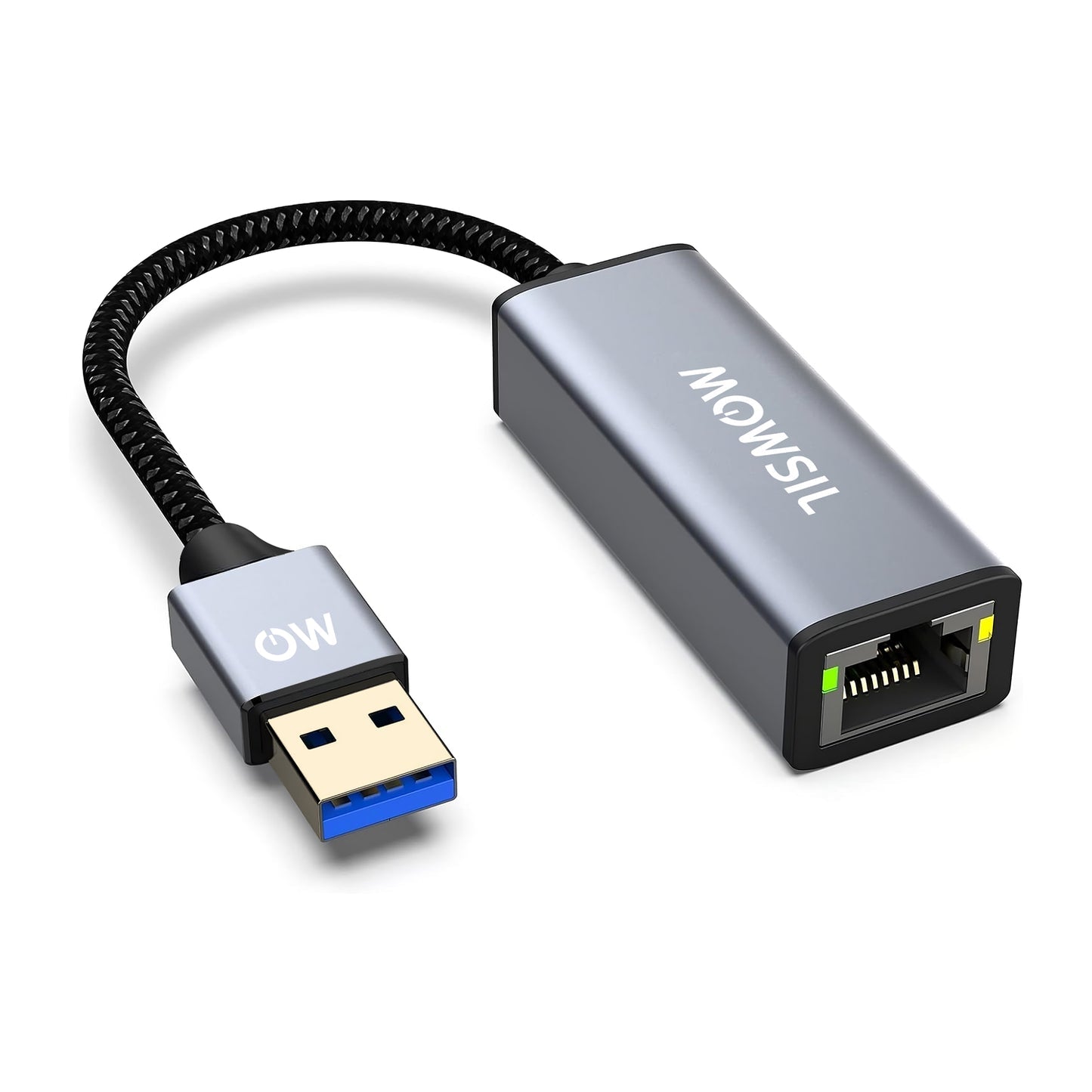 Mowsil USB 3.0 to Ethernet Adapter – Gigabit 1000Mbps RJ45 LAN Converter, Aluminum Body, Plug &amp; Play