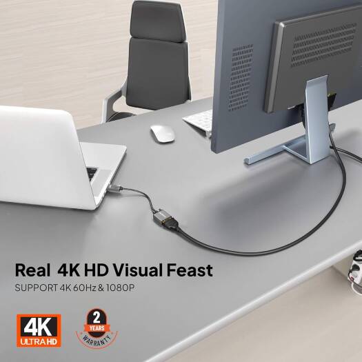 Mowsil VGA to HDMI Adapter 1080p@60Hz | Gold-Plated Aluminum Alloy Converter for PC, Laptop &amp; Projector