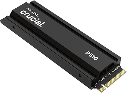 Crucial P510 PCIe Gen5 NVMe 1TB SSD with Heatsink, Up to 11,000MB/s, TLC NAND, Laptop &amp; Desktop (PC) Compatible, for Gamers &amp; Creatives, Solid State Drive