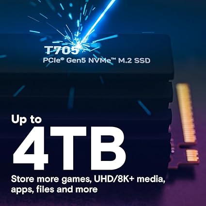 Crucial T705 4TB PCIe Gen5 NVMe M.2 SSD with heatsink