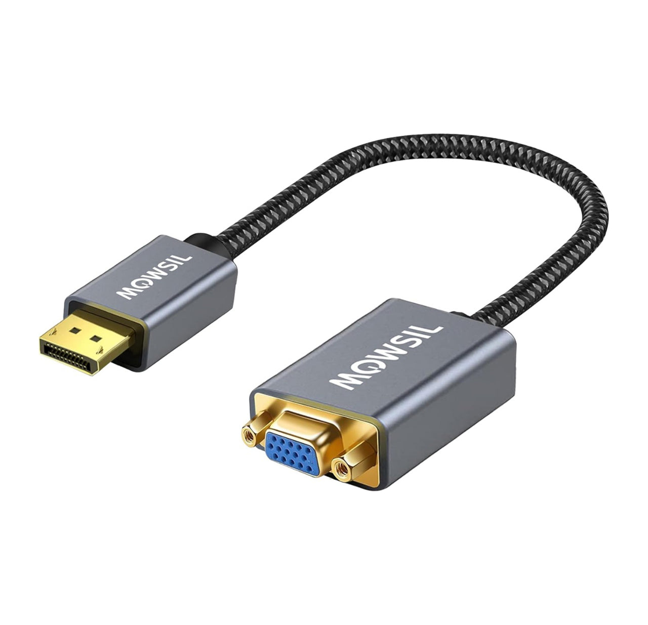 Mowsil DisplayPort to VGA Adapter – 1080p@60Hz, Gold-Plated, Plug &amp; Play Converter for PC, Laptop &amp; Monitor