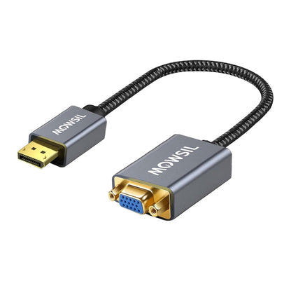 Mowsil DisplayPort to VGA Adapter – 1080p@60Hz, Gold-Plated, Plug &amp; Play Converter for PC, Laptop &amp; Monitor