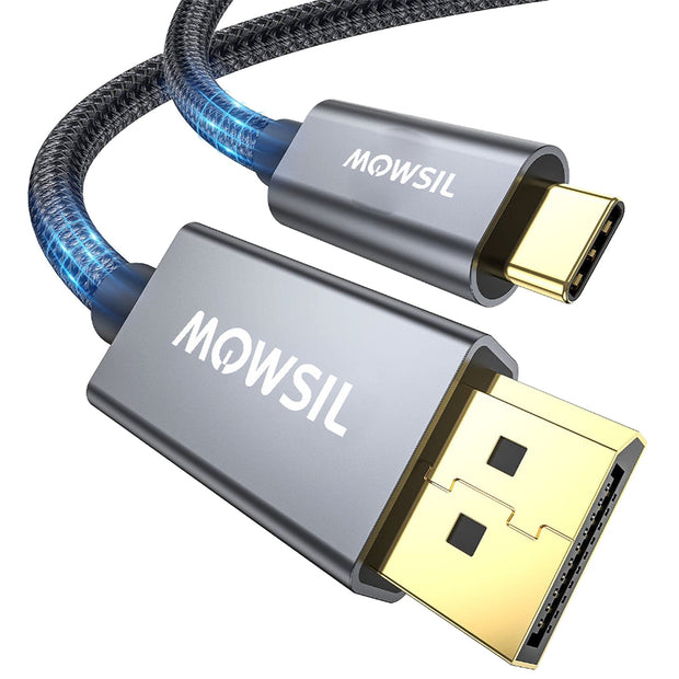 Mowsil USB-C to DisplayPort Cable 2 Meter – 4K@60Hz, 2K@144Hz, Braided Aluminum Alloy, Thunderbolt 3/4 Compatible