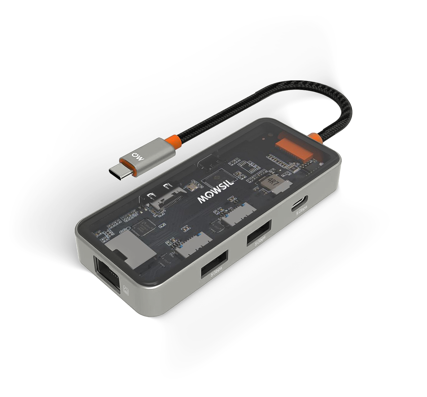Mowsil 6-in-1 USB-C Hub Docking Station | 4K@60Hz HDMI, 100W PD, RJ45, 2×USB 3.0 &amp; USB-C Data | MacBook iPad