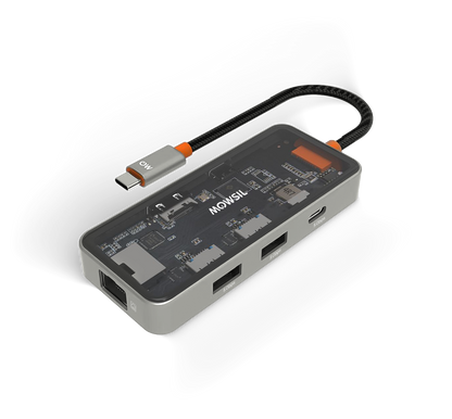 Mowsil 6-in-1 USB-C Hub Docking Station | 4K@60Hz HDMI, 100W PD, RJ45, 2×USB 3.0 &amp; USB-C Data | MacBook iPad