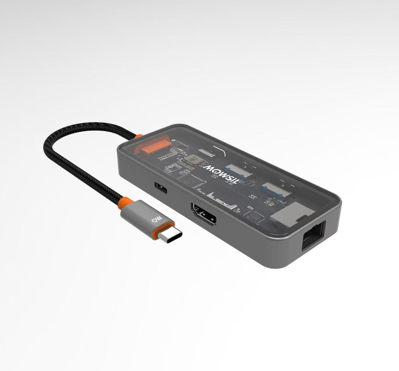 Mowsil 6-in-1 USB-C Hub Docking Station | 4K@60Hz HDMI, 100W PD, RJ45, 2×USB 3.0 &amp; USB-C Data | MacBook iPad