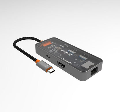Mowsil 6-in-1 USB-C Hub Docking Station | 4K@60Hz HDMI, 100W PD, RJ45, 2×USB 3.0 &amp; USB-C Data | MacBook iPad