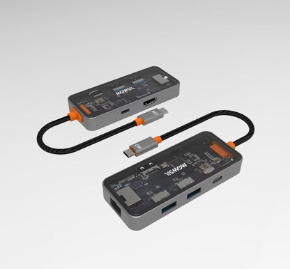 Mowsil 6-in-1 USB-C Hub Docking Station | 4K@60Hz HDMI, 100W PD, RJ45, 2×USB 3.0 &amp; USB-C Data | MacBook iPad