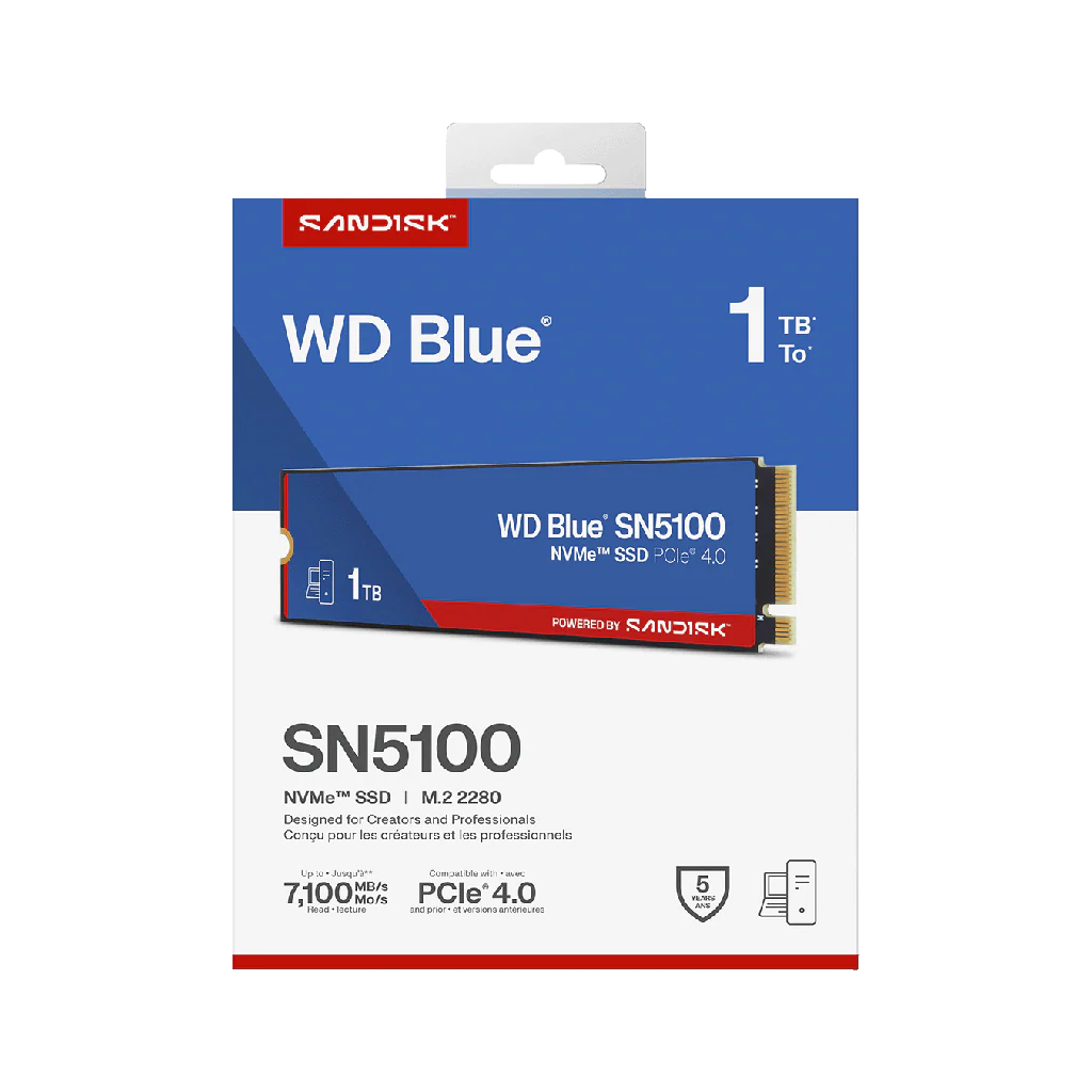 WD Blue SN5100 NVMe SSD - 1TB / Up to 7100MB/s / M.2 2280 / PCIe Gen4 x4 - SSD (Solid State Drive)