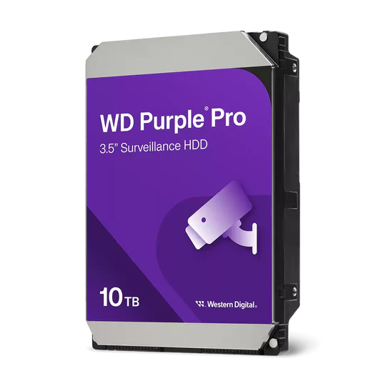 WD Purple Pro 10TB Surveillance HDD – 7200 RPM Class, SATA 6 Gb/s, 256 MB Cache (WD102PURP)