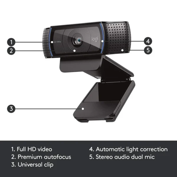 Logitech C920 HD Pro Webcam - 1080p / 30fps / USB 2.0 / Black - Webcam
