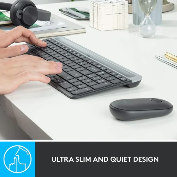 Logitech MK470 Slim Wireless Combo - 2.40GHz / Up to 10m / Nano USB Wireless Receiver / Graphite - Keyboard & Mouse Combo